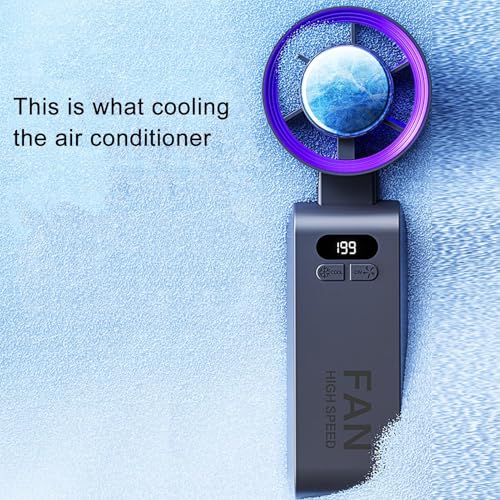 Desktop USB Wiederaufladbarer Ventilator, Digital Display Handheld Fan, 3600mAh Akku Tragbares Belüftungswerkzeug, Hochgeschwindigkeits- Klimaanlage Ventilatoren für Zuhause, Büro, Schule, Küche, Auto-7