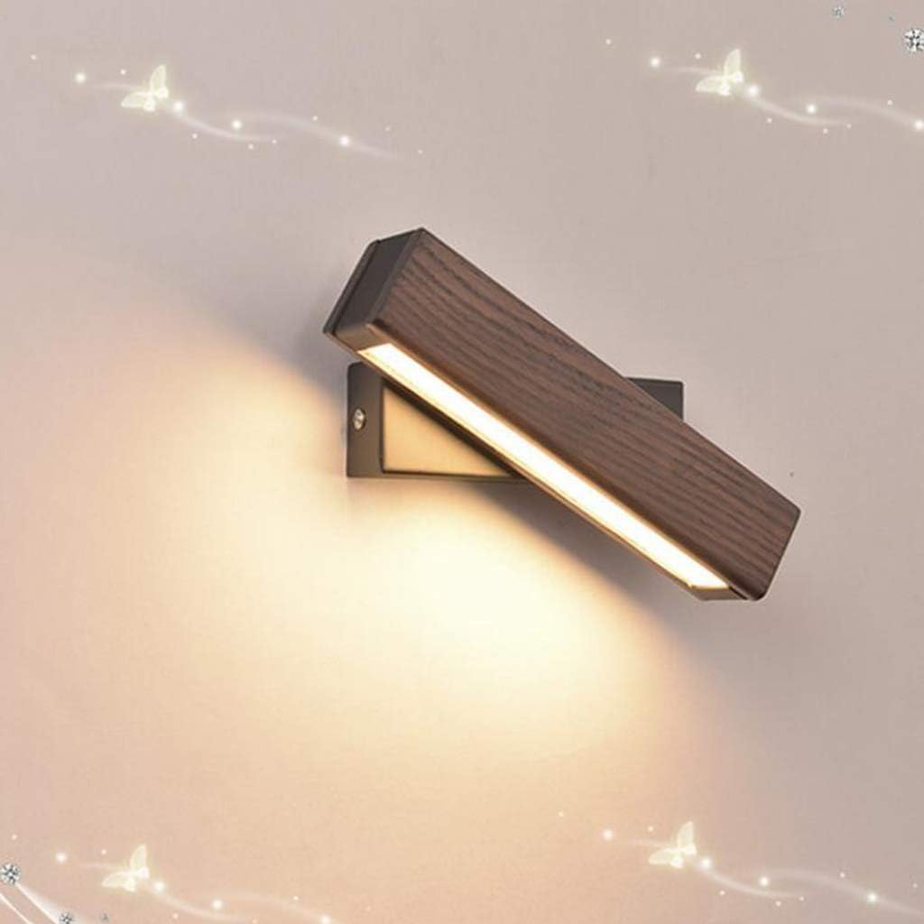HELCEKOU Modern Wall Lamp Led 360 ° Rotatable Wood Indoor Dimmable Bedroom Living Room Hallway Stairs Interior Lighting Ceiling Made Of Aluminum And Wood, 21cm