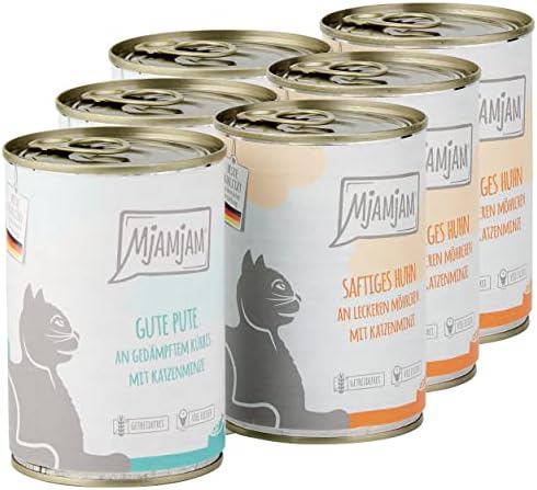 MjAMjAM - premium wet food for cats - mono package I - with chicken and turkey, pack of 6 (6 x 400 g), grain-free with extra meat