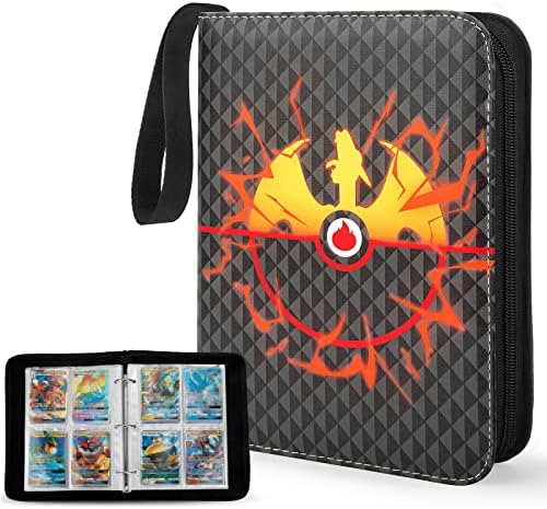YINKE Card binder Compatible with Pokemon Card, Game PM TCG Card, Holder Holds Up to 400 Cards with 50 Premium 4-Pocket Page with Sleeves, Hard Carry Cover Storage Bag Gifts Album Case