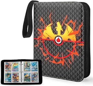 YINKE Card binder Compatible with Pokemon Card, Game PM TCG Card, Holder Holds Up to 400 Cards with 50 Premium 4-Pocket Page with Sleeves, Hard Carry Cover Storage Bag Gifts Album Case