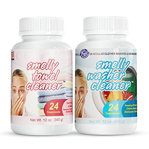Smelly Washer Combo Pack of Washing Machine/Dishwasher Cleaner and Smelly Towel, 2-Pack (12-Ounce Bottles)