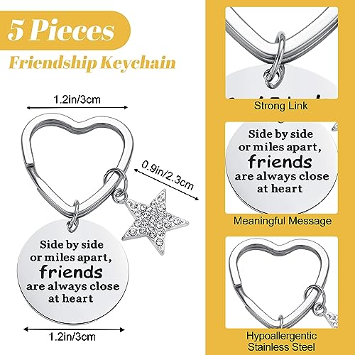Kenning 10 Pieces Friendship Gifts for Women 5 Pcs Funny Friend Makeup Bag 5 Pcs Good Friends Are Like Stars Friendship Keychain Cute Star Keychain Birthday Presents Graduation Gift for Women BFF Teen3