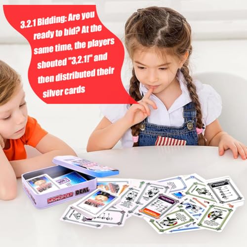 MIFKLMV Schnelles Kartenspiel, Monnopoly Reisespiel, Casual Tabletop Spiel, Unterhaltsame Spiel für Familien und Kinder ab 7 Jahren, Metallbox - A (Blau) – Bild 8