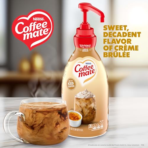 Image of Nestle Coffee mate Coffee Creamer, Creme Brulee, Liquid Concentrate Pump Bottle, Non Dairy, No Refrigeration, 50.7 fl oz (Pack of 2)