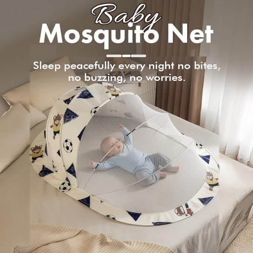Image of StarAndDaisy Baby Mosquito net for Baby 0-12 Months for Infants, Toddlers Safe Baby, Breathable mesh-Mosquito Net for Baby's Peaceful Sleep, Baby Sleeping Mosquito net- Teddy Print