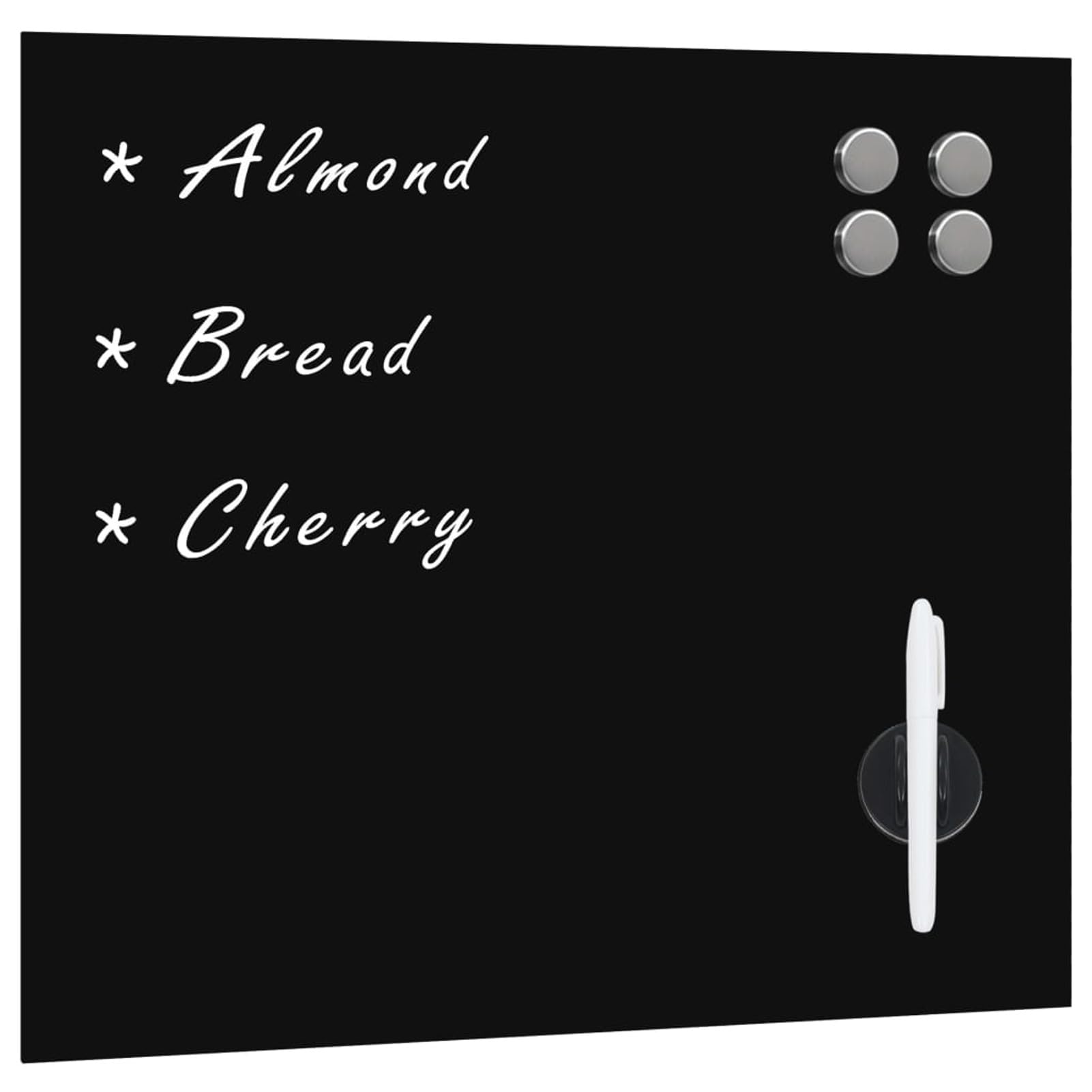 Sufrk Wall Mounted Magnetic Board Glass 60x60 cm-Magnetic Board for Wall,Magnet Notice Board to Display Magnetic Letters Numbers Animal,Poetry,Spice Jars,Notes,Photos,Suitable for Refrigerator,Cubicl