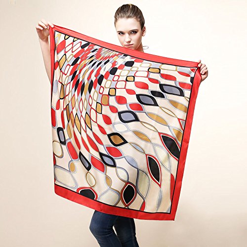 Large Square RED Black Grey Beige Geometric Puccissi Satin Scarf Women's Scarves Hijab Shawl Pashmina Headband Bandana 35" x 35" inches2