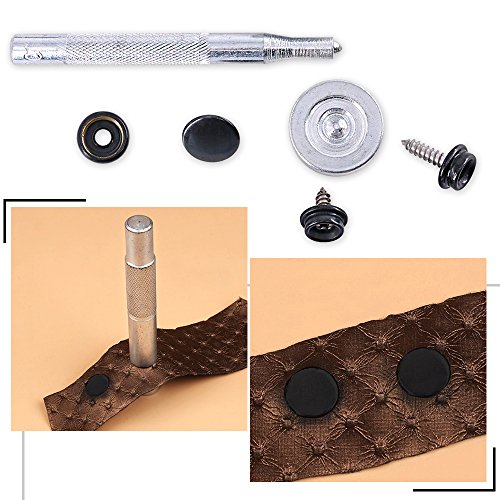 image for Swpeet 120Pcs Black Fastener Screw Snaps with 1Pcs Snap Setting Tool K