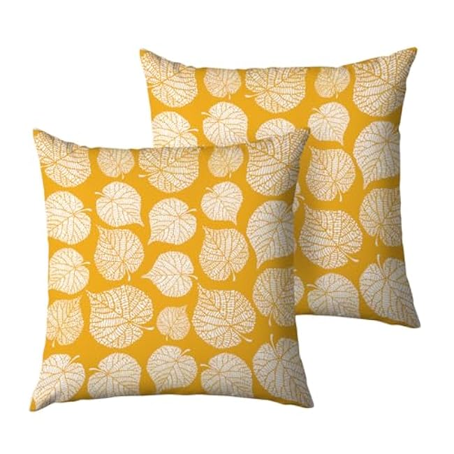 2PCS Throw Pillow Covers, Decorative Retro Leaves Pillow Covers 18x18, Soft Cushion Pillow Cases for Sofa Couch Bed Bedroom Home Office Car Seat Decor, No Insert
