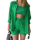 Shorts de Blazer de Couleur Unie, Shorts de Cordon de Douille Longue de Poitrine Simple po...