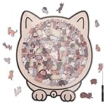 135 Pcs Cat Shaped Wooden Jigsaw Puzzle, Cat Jigsaw Puzzles for Adults, Irregular Jigsaw with Frame, Creative Puzzle Gifts for Cats Lovers, Home Decor