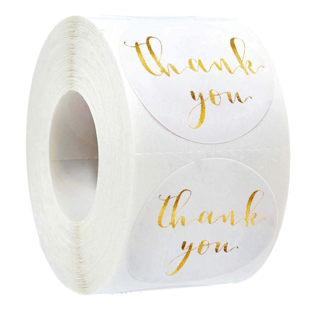 Woeifgv Gold 500Pcs Round Thank You Stickers Foil Seal Labels Wedding Envelope Handmade Stationery Sticker