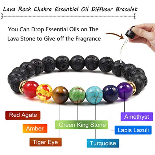 CASDAN 2-14 Pcs 8mm Lava Stone Bracelet for Women Men 7 Chakra Aromatherapy Essential Oil Diffuser Bracelet Natural Stone Beads Yoga Bracelet2