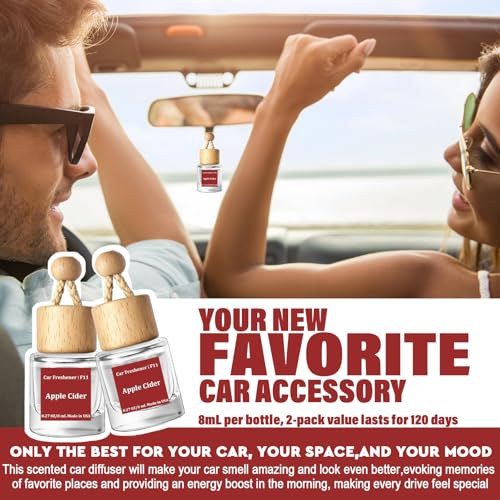 Image of HoogaLife Car Air Freshener Diffuser 2 Pack Hanging Air Freshener Diffuser - Apple Cider Fragrance Oil Air D iffuser for Car, 45+ days Long Lasting Fragrance Made in USA (F11)