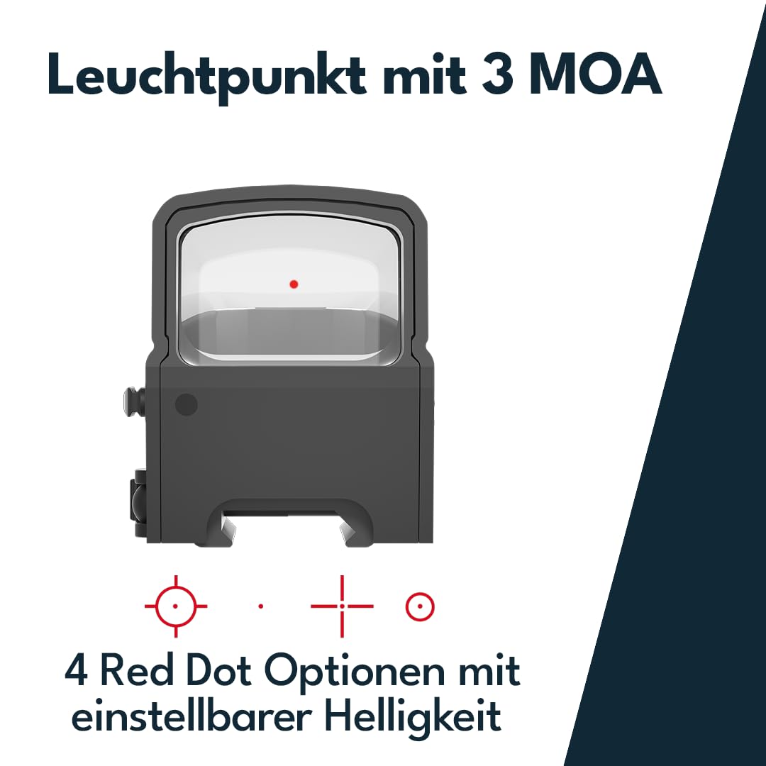 Victoptics RDSL36 Omega SRD 1x23x33 Four-Reticle Rotpunkt Visier für Sport, Airsoft und Jagd, Luftgewehr, Ziel-Visier, Reflex-Visier, Red-Dot zum zielen