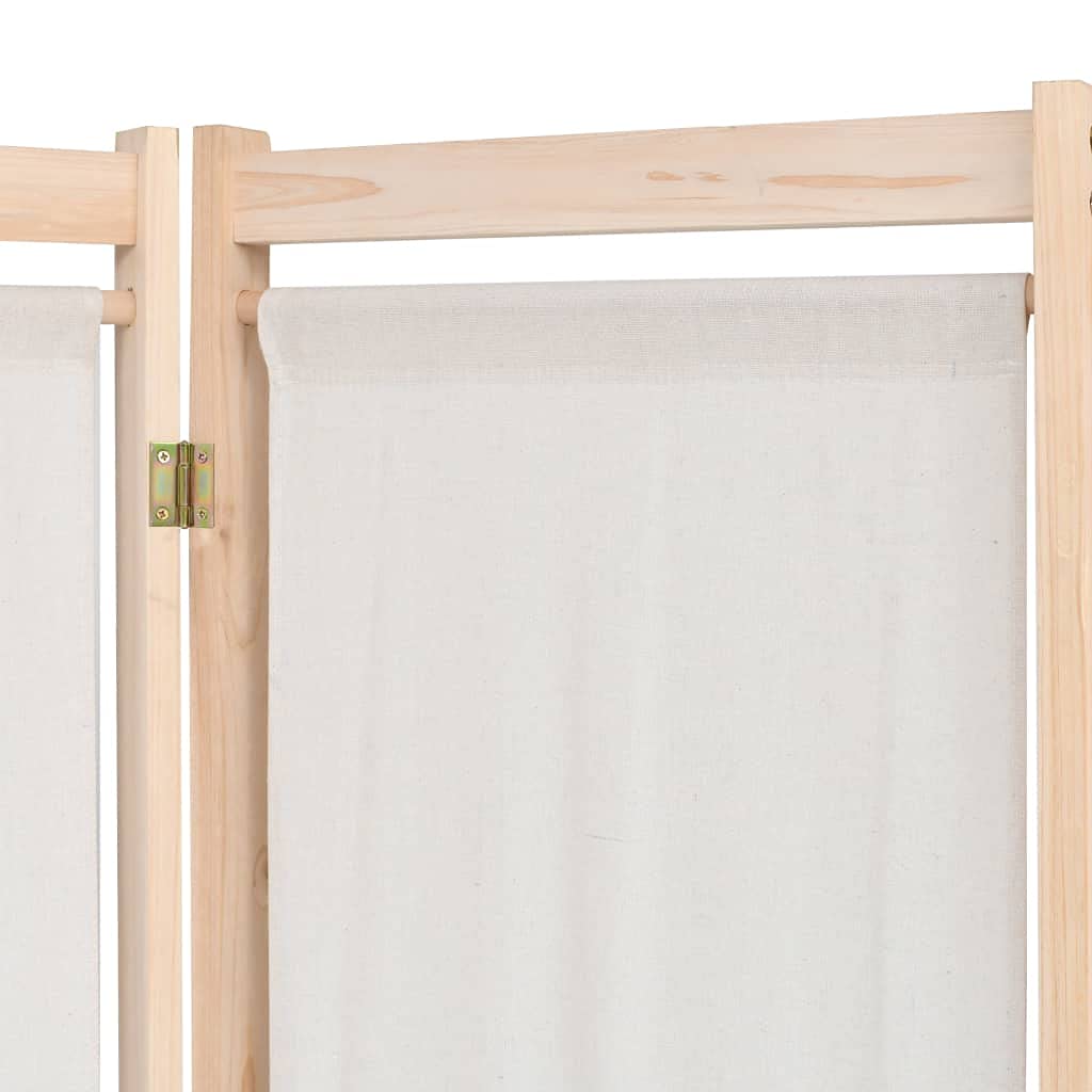 vidaXL Biombo 5 Paneles Separadores de Habitación 200x170cm Tela Crema Mampara