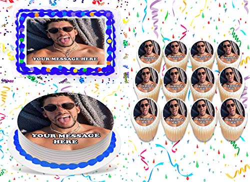 DessertLifeShop Personalized Bad Bunny Edible Cake Toppers #TOP1
