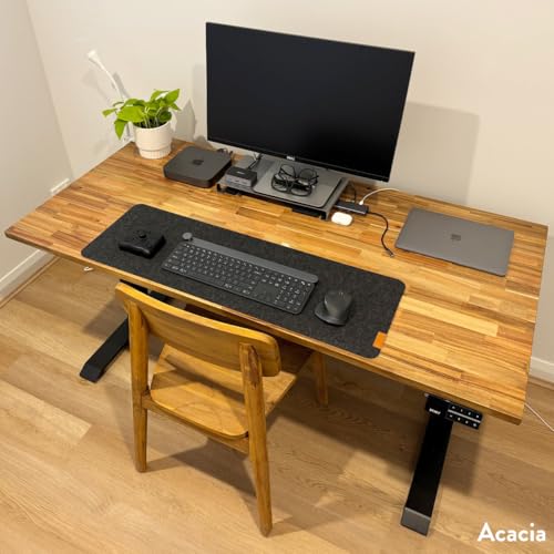 Image of Desky Electric Standing Desk, 80 x 30 inch Softwood Height Adjustable Sit Stand Desk, Dual Motor, Memory Presets, Ergonomic Workstation for Home Office - Acacia Wood Top