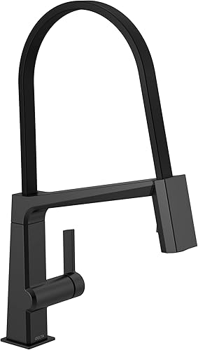 Miniatura 8 de Delta Faucet 9693T-BL-DST - Grifo de cocina pivotal, negro mate