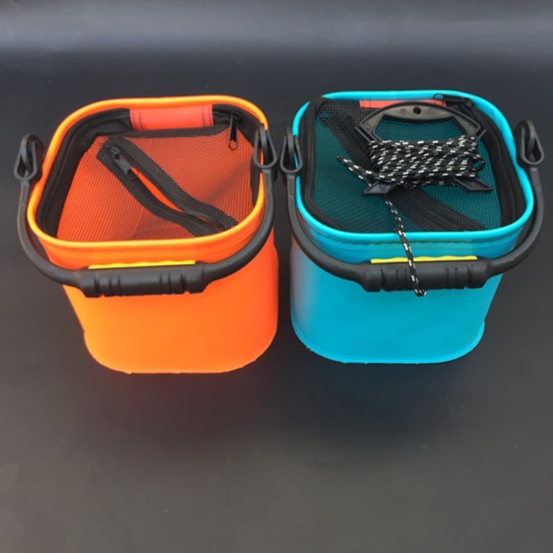 EVA Fishing Bucket with Zipper and Rope, Folding 20cm Barrels image 3