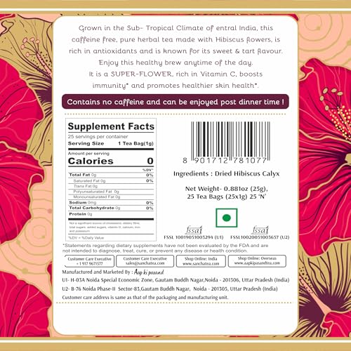 Image of Sancha Tea Boutique Hibiscus Tea | 25 Pyramid Bags | Herbal Caffeine Free Tisane | Sweet Tart Hibiscus Infusion | Wellness & BP Support