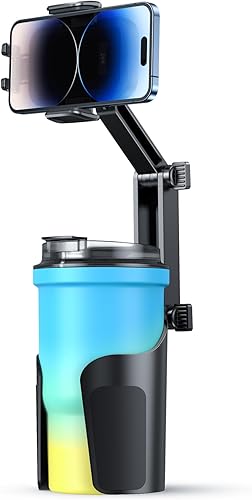 Soporte de teléfono para automóvil con expansor de vasos de bebidas [súper estable y compatible con teléfonos grandes] Soporte de teléfono celular