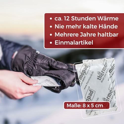 THERMOPAD Handwärmer – DAS ORIGINAL: 20 Paar Wärmepads für 12 Stunden Wärme I 50% weniger Plastik I Sofort einsatzbereite Taschenwärmer I Heatpad – ideal für Outdoor I Wärmekissen für Handschuhe – Bild 4