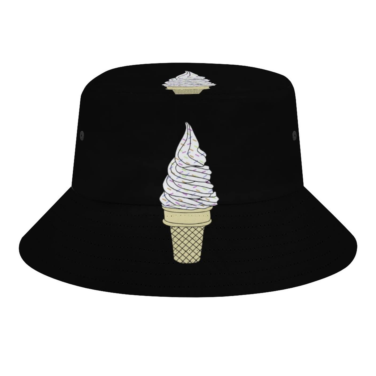 Lsjuee Unisex As Pic Ice Cream Cone Packable Bucket Hat Fisherman Cap Summer Sun Protection