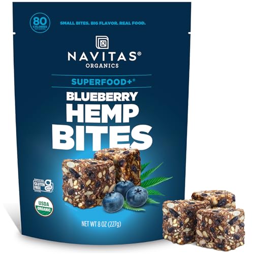 Navitas Organics Superfood Power Snacks, Blueberry Hemp, 8oz. Bag, 11 Servings - Organic, Non-GMO, Gluten-Free