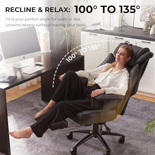 Image of Dowinx Big and Tall Office Chair 400 Lbs with Rotating Massage Lumbar Support, Wide Thick Seat Cushion and Adjustable Armrest,Computer Gaming Chairs with Footrest,Black