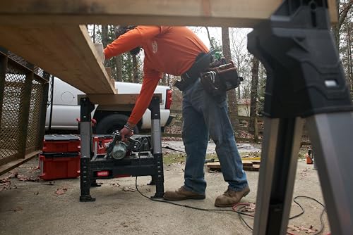 Keter ROC Lumber Jack 238271 professioneller Saegebock, Arbeitsbock hoehenverstellbar (78-99 cm) bis 1360kg belastbar, klappbar, 1 Stück Unterstellbock