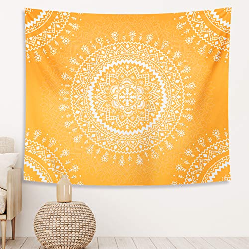 DESIHOM Mandala Tapestry Boho Tapestry Bohemian Tapestry Indian Tapestry Orange Yellow Tapestry Hippie Tapestry for Bedroom Mandala Wall Tapestry Boho Tapestry Wall Hanging Room Tapestries 59x51 Inch