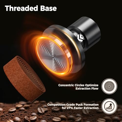 Image of IKAPE 45.5MM V6 Impact Espresso Tamper with Sound Feedback, 15lb /30lb Interchangeable Springs, Espresso Low-Profile Tamper with Triple-spring System, Fits 45.5mm portafilters