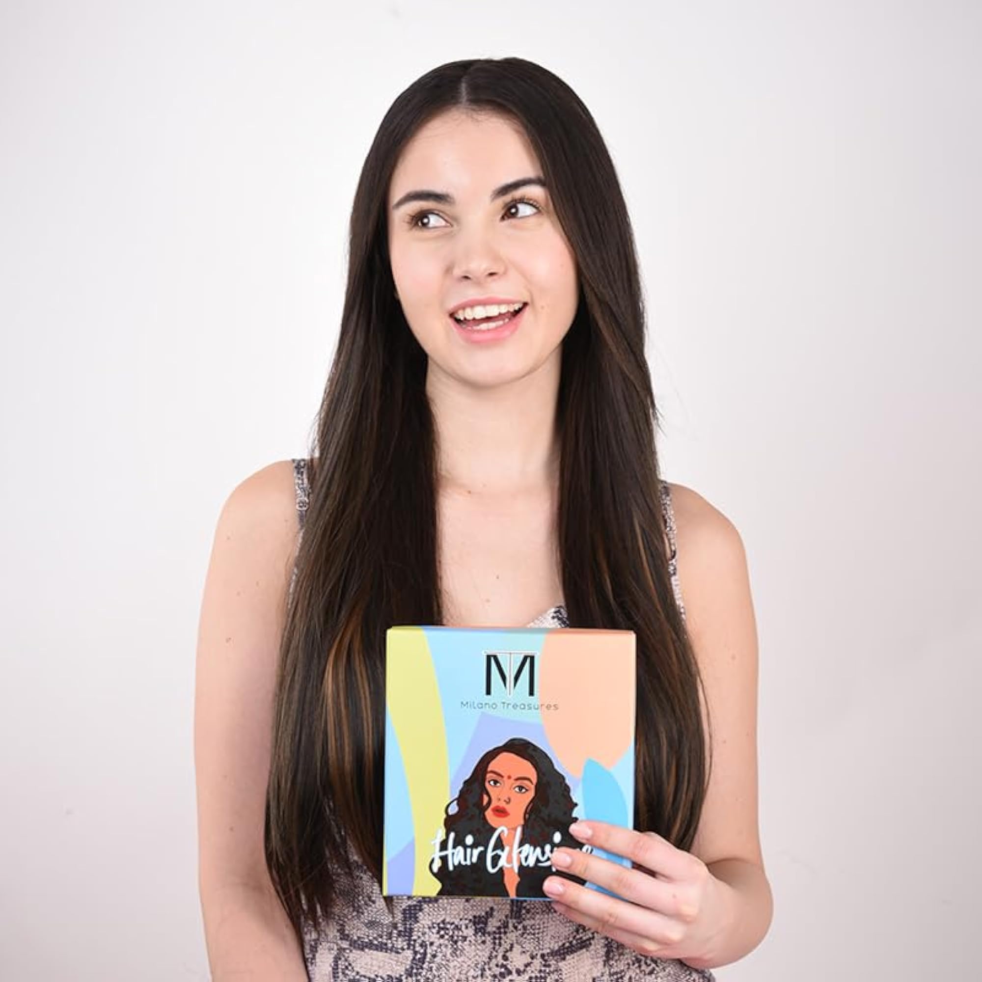 24 inch Clip-in Side Patches - Dark Brown with Golden Highlights