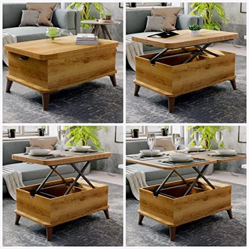 Magic Walnut Extendable Lift Top Coffee/Dining Table 6 IN 1