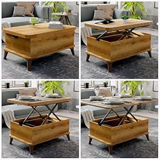 Magic Walnut Extendable Lift Top Coffee/Dining Table 6 IN 1