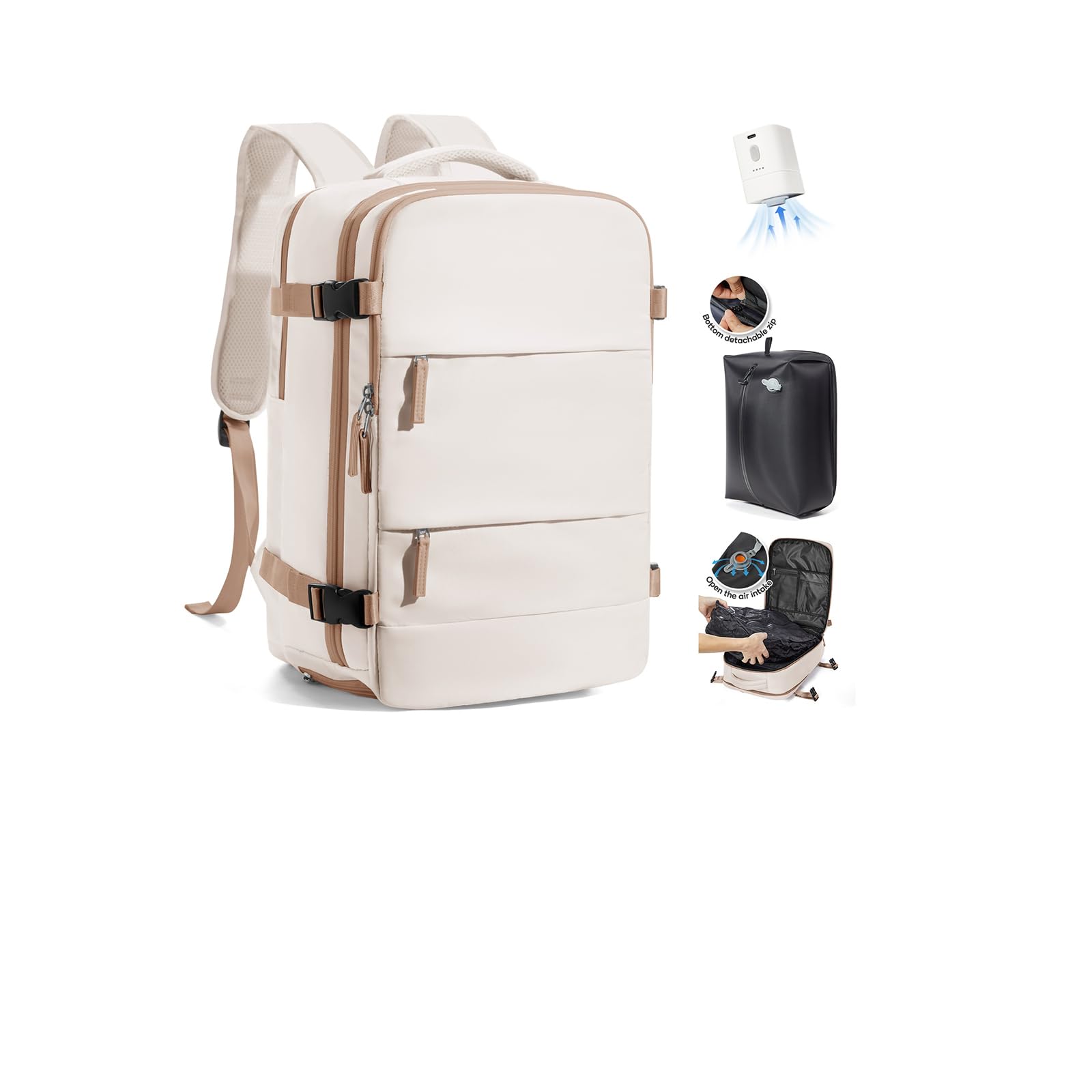 SZLX Zaino Ryanair 40x30x20 Sottovuoto con pompa Zaino da Viaggio 40x30x20 Sottovuoto Bagaglio a Mano Wizzair Vueling Donna Uomo Borse da Cabina per Laptop 14 Pollici Impermeabile con scomparto scarpe