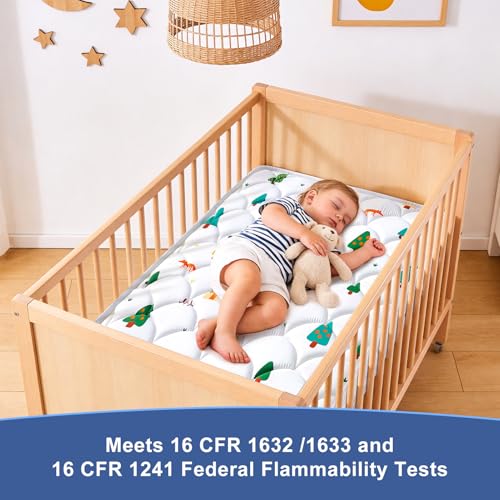 Image of Mini Crib Mattress 38 inch x 24 inch x 4 inch- Firm Support and Comfort Premium Foam,Noiseless and Odorless,Hypoallergenic Mini Crib Mattress,Fits Mini and Portable Cribs,Dual Sided with Soft Breathable Fabric