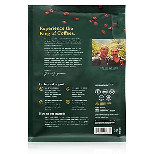 Natural Force - Organic Clean Coffee Dark, Mold & Mycotoxin Free, Lab Tested For Toxins & Purity, Low Acidity, Incredible Taste & Aroma, Founder's Select Whole Bean Dark Roast, 12 Oz #TOP1