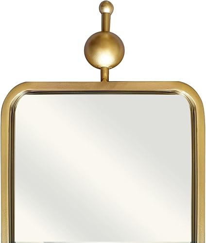 Miniatura 4 de Espejo arqueado dorado para decoración del hogar en espacios estrechos, marco rectangular de metal con esquinas redondeadas espejo para sala de
