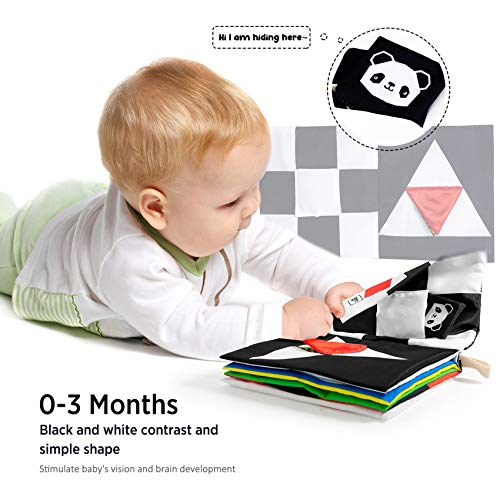 Beiens DNMR07 Baby Books Toys, High Contrast Black And White Books Non Toxic Fabric Touch And Feel Crinkle Cloth Books Early Educational Stimulation Toys thumb #3
