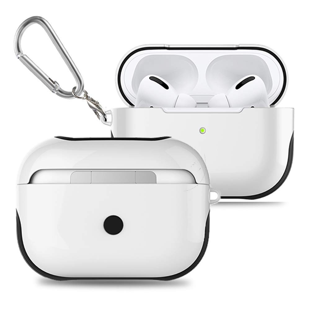 Airpods Pro Protective Case, TPU + PU 2 in 1 Protective Cover, Cute Suitcase Design, Airpods 3 Safety Drop Protect Case, Suitable for Men & Women (Smooth Surface-White)