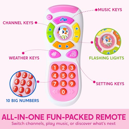 JOYIN Kids Learning Phone and Remote Toy, Pink Smartphone Toys with Music for Infants, Kids, Holiday Stocking Stuffers, Birthday Gift for Girls - Image 2