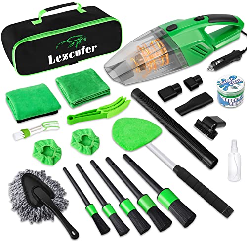 17Pcs Complete Car Interior Detailing Kit with High Power Handheld Vacuum, Car Care Cleaning Kit,Detailing Brush Set,Windshield Cleaning Tool,Cleaning Gel,Microfiber Towels