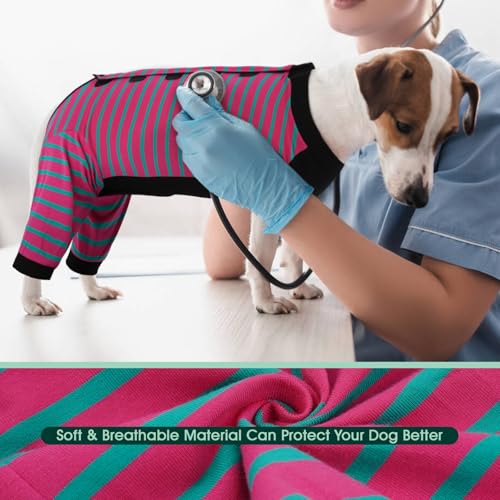 Image of Kuoser Dog Recovery Suit with Anti Licking Rear Leg Sleeve, Rose M | Abdominal Dog Surgical Suit with Pants Cover Protect Wounds, Dogs Elbow Protector Soft Pet Surgery Onesie Cone Alternative