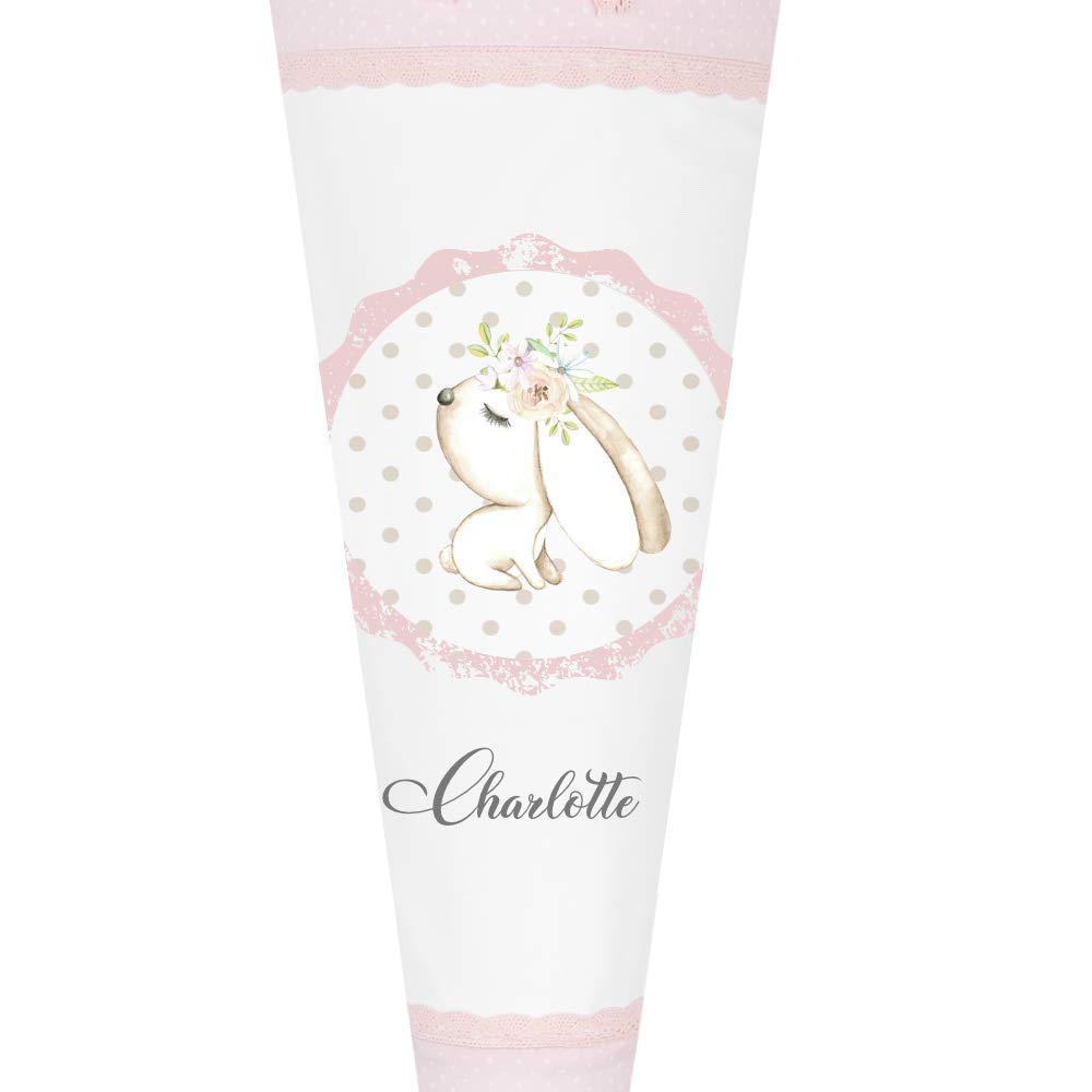 Hase Schultüte mit Namen aus Stoff 70cm groß