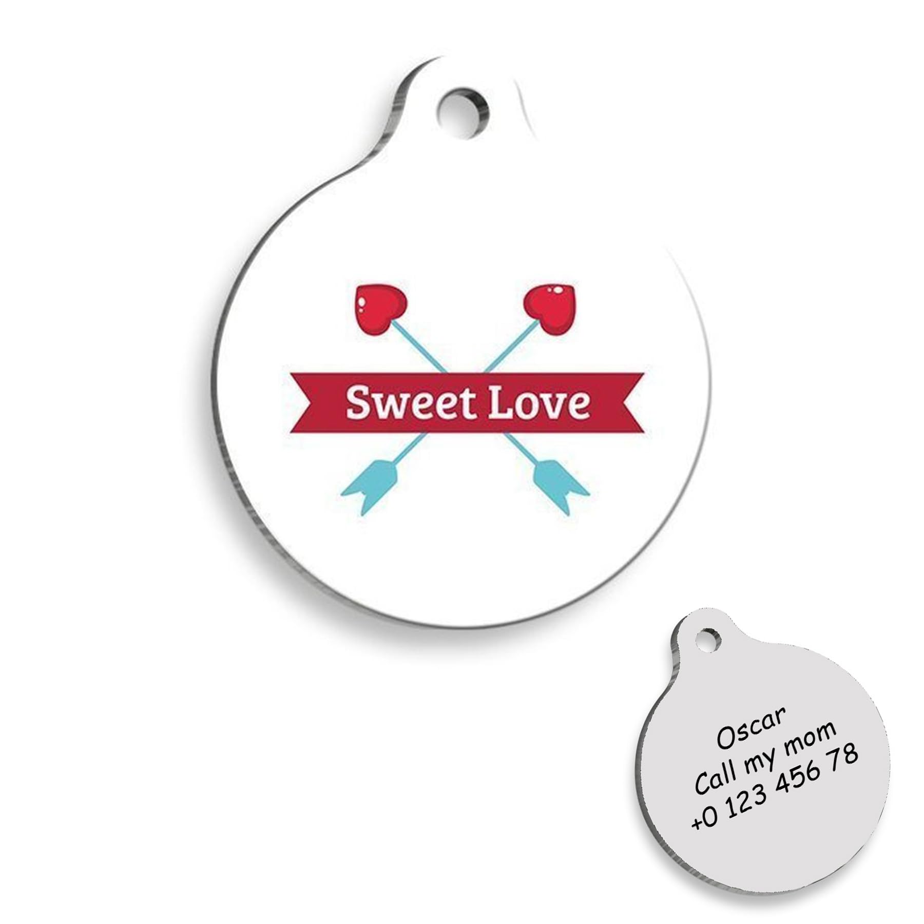 Sweet Heart Personalized Dog Tag - Custom Name Tag - ID Tag for Dog & Cat - Customized Pet Tags - Dog & Cat Name id Tag - Dog Name Tag - Engraved Dog Tag