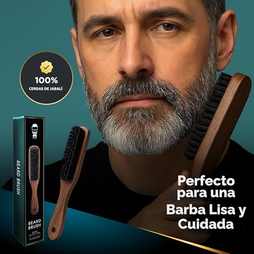 Miniatura 2 de Cepillo Para Barba De Cerdas De Jabalí Sakkal Mango De Madera Natural Antiestático, Desenredante Y Alisador Cuidado Y Estilizado De La Barba Para Hombres Ideal Para Barbas Cortas Y Largas