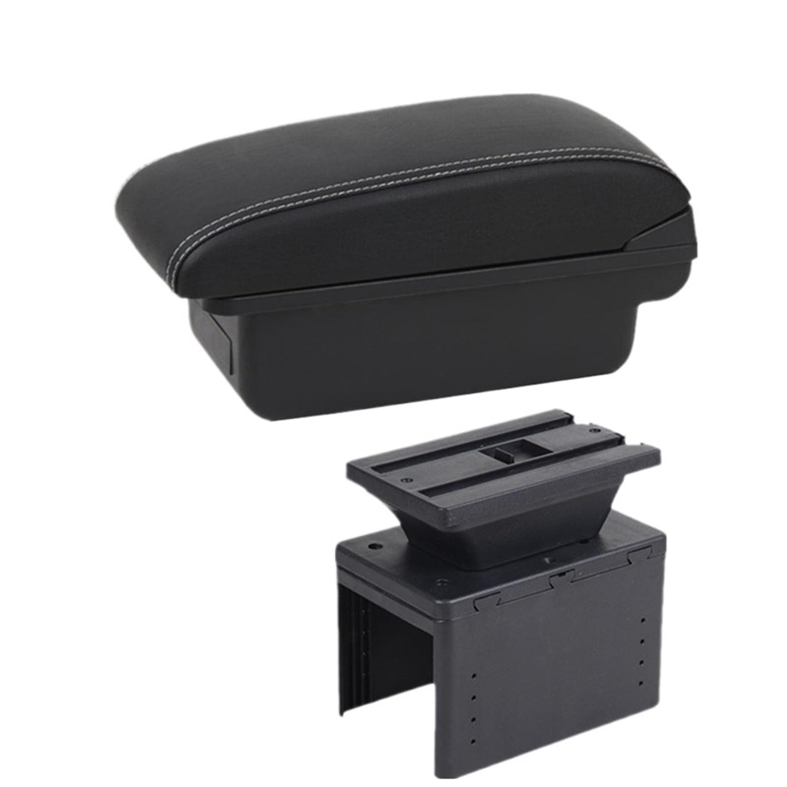 Bandeja de Silicona para Consola Reposabrazos universal para coche, caja de almacenamiento para accesorios de coche, piezas de modernización(A1 Black white NOUSB)